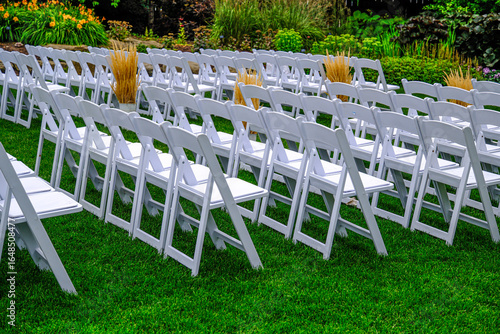 What chairs setup in park for wedding ceremony
