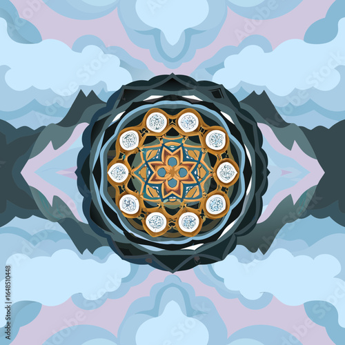 Stakeholder Map Mandala: Fractal Power Structure in Gold & Crimson (Vector Org Chart, Infinite Zoom
