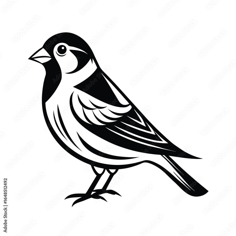 Obraz premium Elegant brambling bird illustration with intricate decorative wing details isolated on white background