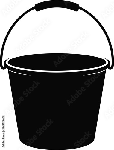 Black bucket with handle container carrying