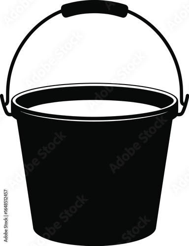 Black bucket with handle container metal