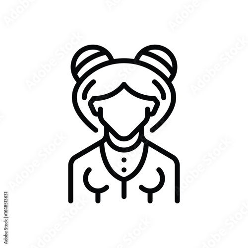Black line icon for girl