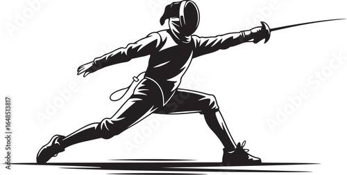 Fencer attacks with speed and precision in a dynamic pose