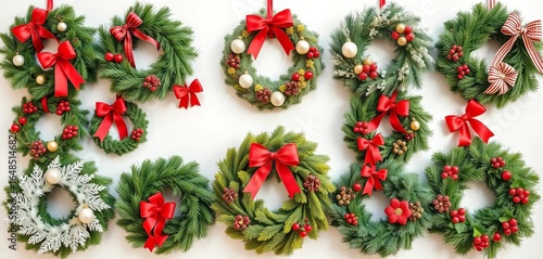 Wallpaper Mural A collection of diverse Christmas wreaths, varying in size, style, and decoration,  traditional wreaths,  artificial wreaths Torontodigital.ca
