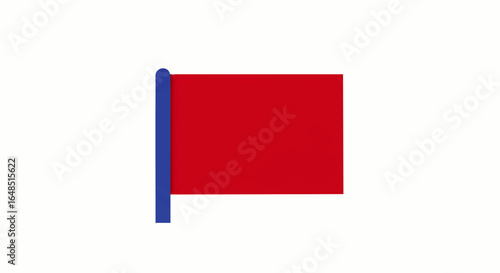 Free Download A simple red rectangular flag attached to a solid blue flagpole with a rounded top. - GFXLoad
