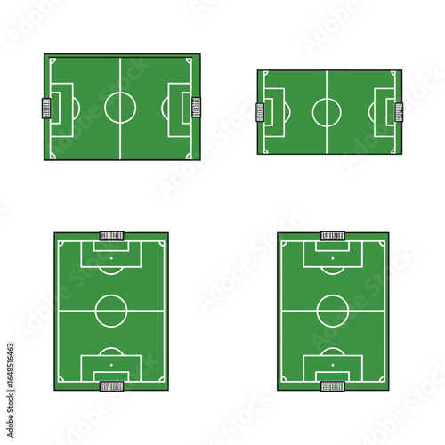 Set of Soccer Field Illustrations in Different Orientations for Sports Design