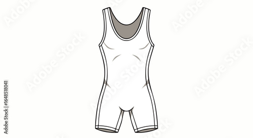 Blank white wrestling singlet with black outlines and grey shading, a vector illustration of athletic sportswear.