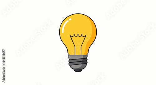 Bright yellow cartoon lightbulb icon with a thick black outline and grey screw base.