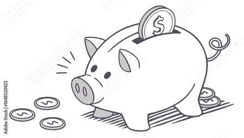 Piggy bank savings concept for financial planning and money management investment and banking illustration