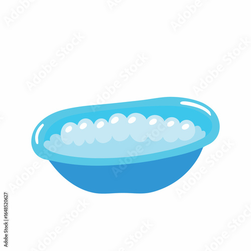 Blue bathtub with foamy water bubbles