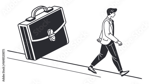 Illustration of a businessman walking with a briefcase for business travel and career success concept