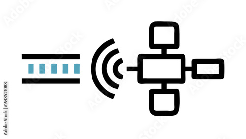 Satellite communication signal transmission icon for global network technology and data transfer concept
