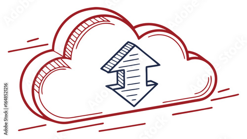 Cloud computing data transfer upload download service technology network storage concept vector illustration