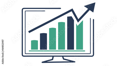 Growth chart analysis on computer screen for business success and financial market performance data analysis