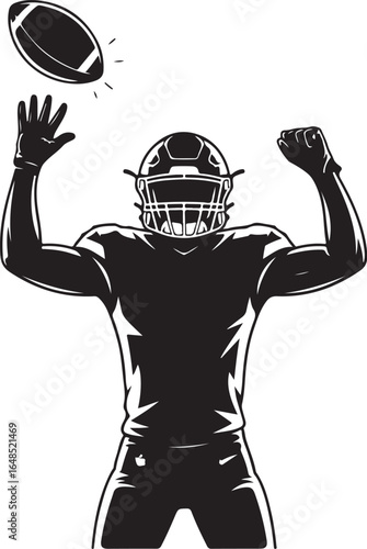 Dynamic football player leaping for game-winning catch