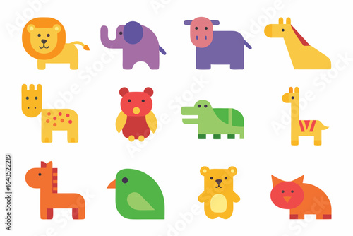 A refined set of minimalist line art animal icons perfect for wildlife documentary branding, educational posters, and nature park merchandise.