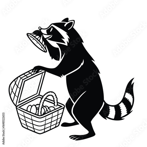 Cute black and white cartoon vector illustrations of wild animals