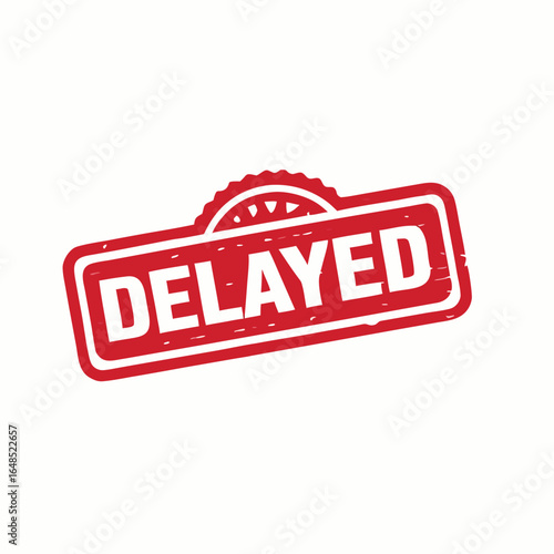 Red distressed stamp with white text delayed vector