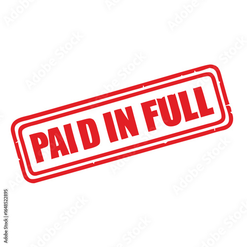 Red rectangular stamp with white text paid in full vector