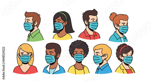 diverse group of people wearing face masks during a public health crisis prevention effort