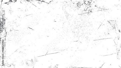 Distressed grunge texture with scattered scratches and speckled vintage surface. Worn rustic border for retro, weathered graphic design background.