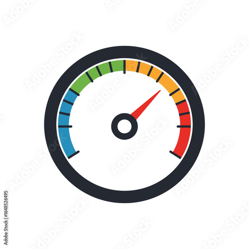 Speedometer Graphic with Needle Pointing to High Speed or Performance Level
