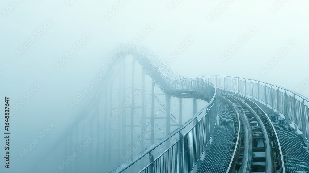 Obraz premium Rollercoaster Track in Fog