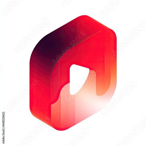 Play button icon, 3D, vibrant red, gradient