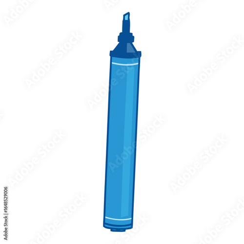 Blue marker pen with chisel tip writing drawing