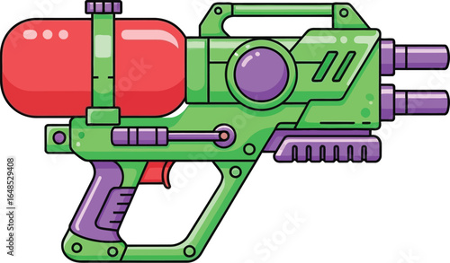 Green and Red Toy Water Blaster Vector illustration