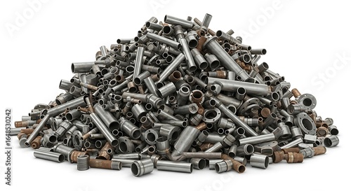 Pile of assorted metal scrap parts.
