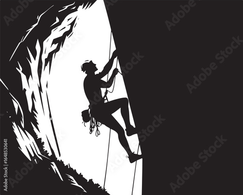 Conquer new heights scaling rugged rock face determination