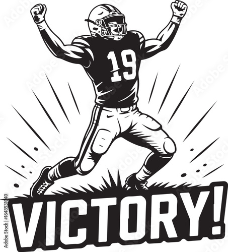 Celebrate football victory with winning player touchdown celebration