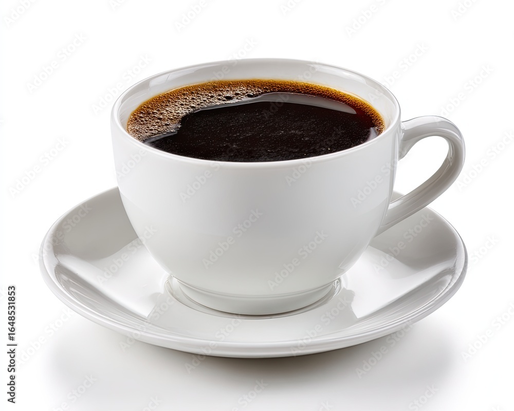 Fototapeta premium White coffee cup with dark liquid