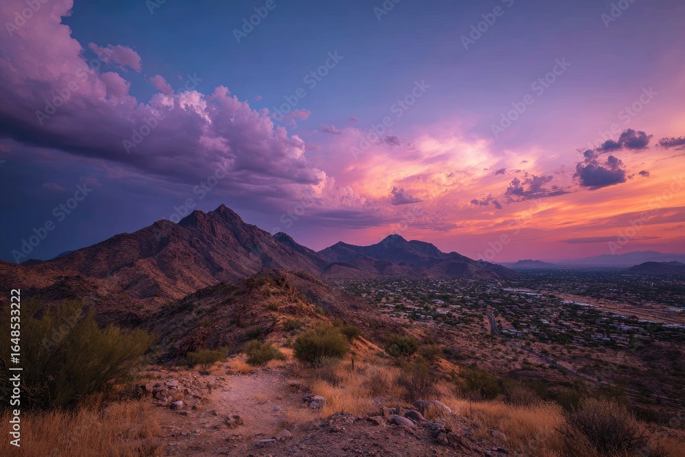 Fototapeta premium Mountain vista at sunset