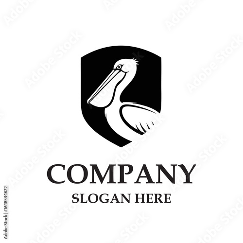 Minimalist Pelican Logo – Black and White Vector Design