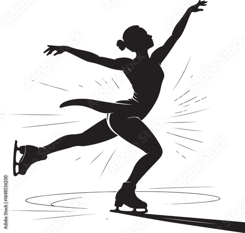 Graceful figure skater performing a dynamic jump on ice