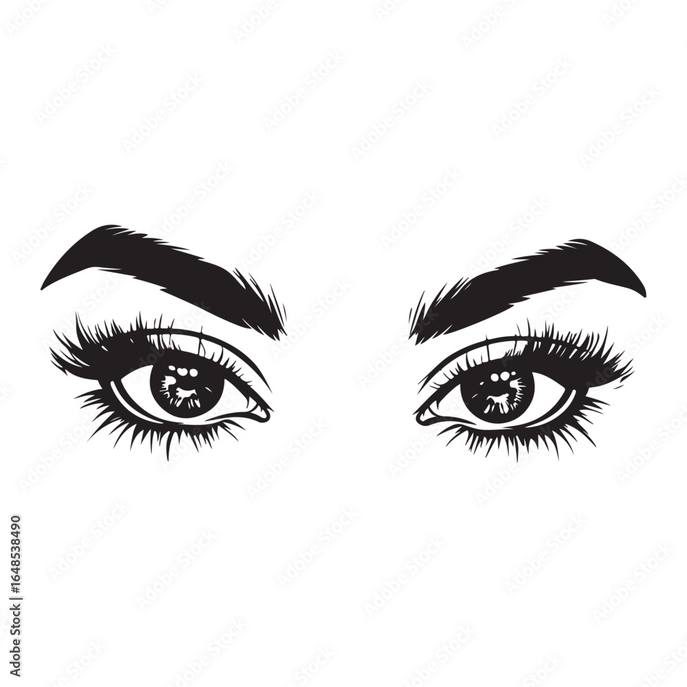 Fototapeta premium Girl Eyes With Different Design Vector Silhouette 