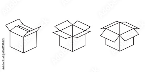 Box icon. Parcel, Storage, Packaging, cardboard, delivery, E-commerce Icons for App UI Elements. Shipping cardboard parcel sign. Delivery icon. Vector illustration eps 10