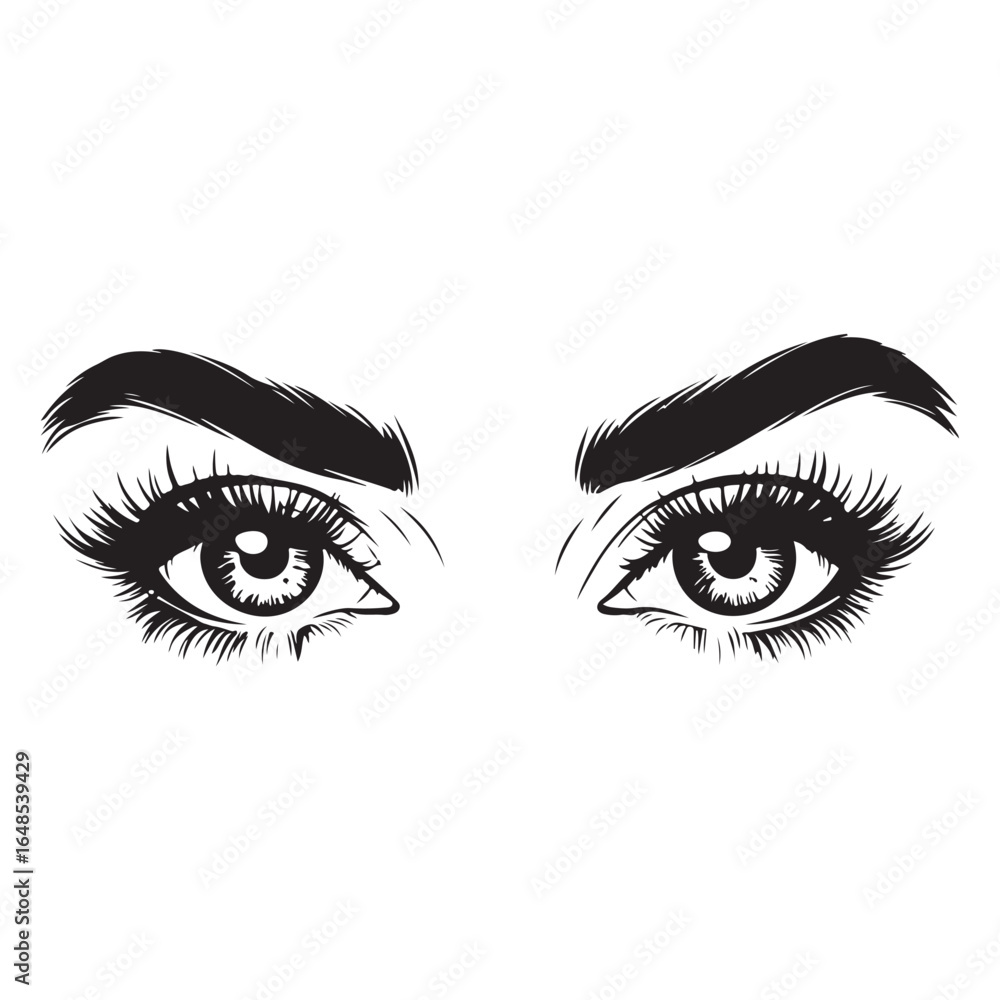 Fototapeta premium Girl Eyes With Different Design Vector Silhouette 