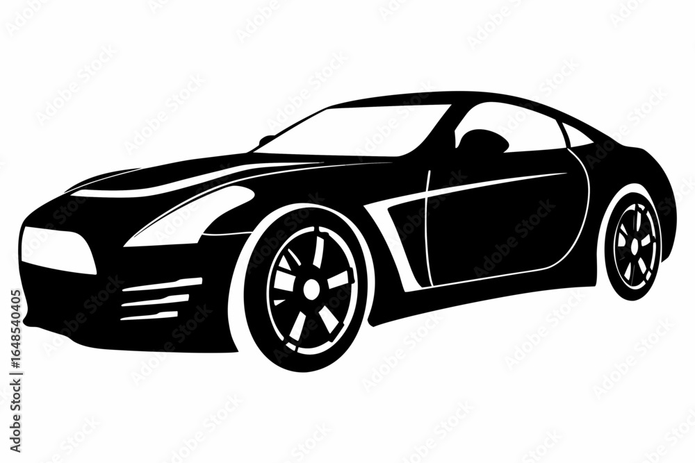 Naklejka premium black and white sportscar silhouette