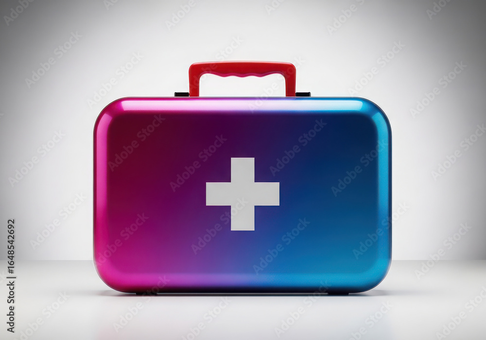 Fototapeta premium Modern first aid kit with cross symbol and gradient colors