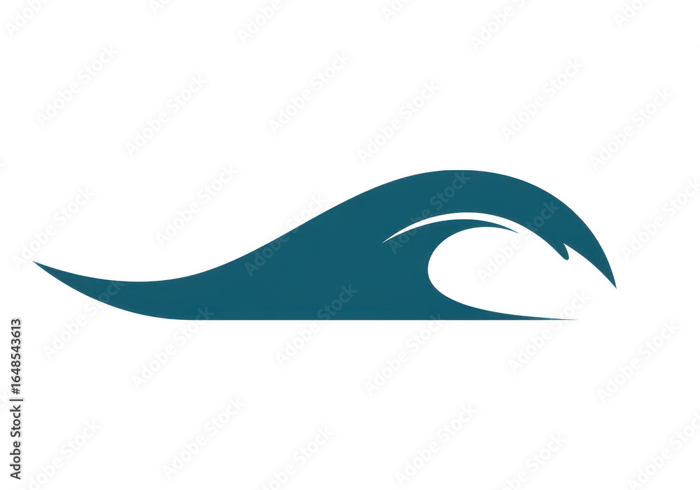 Naklejka premium Blue teal wave symbol isolated on transparent background