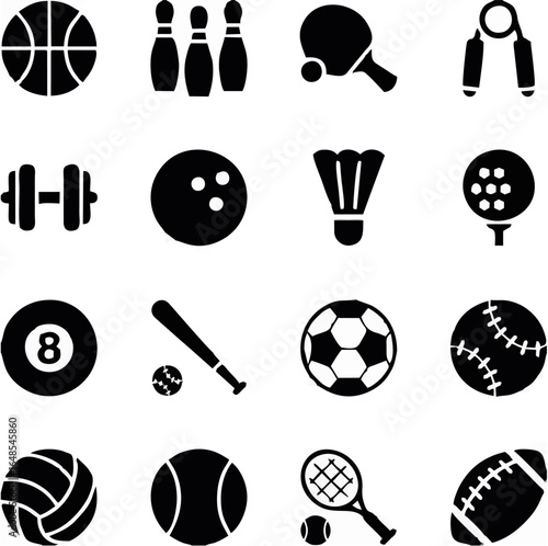 Set of simple black sports ic...