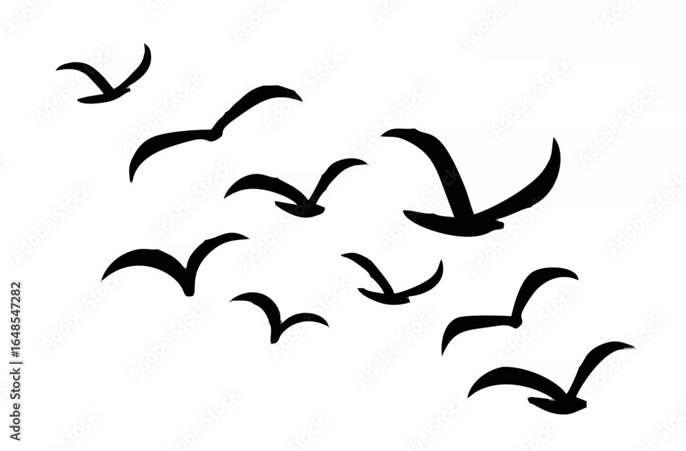 Fototapeta premium Silhouettes of groups of bird...