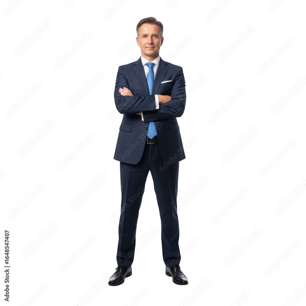 Confident businessman standing with arms crossed isolated on transparent background Confident businessman standing with arms crossed isolated on transparent background