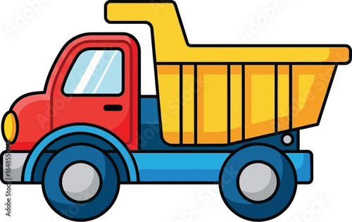 Colorful Cartoon Dump Truck Vector Illustration