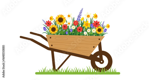 wheelbarrow with flowers