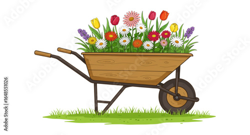 wheelbarrow full of flowers