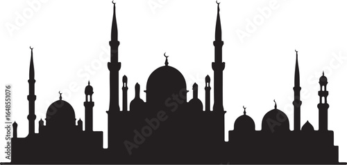 Majestic Islamic mosque silhouette for cultural events